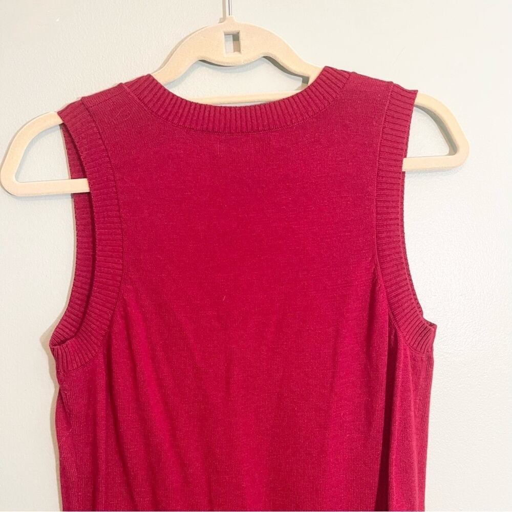 Express Womens V-Neck Sleeveless Ribbed Trim Knit Pullover Sweater Red Large - Picture 12 of 12